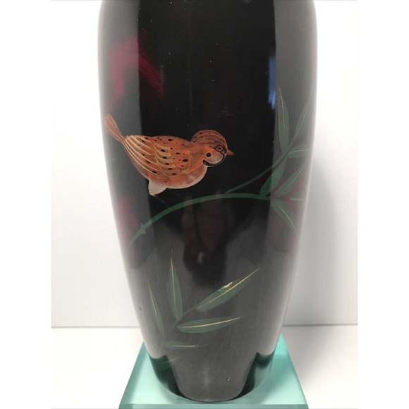 YellowWare Vase Bird , possibly Japanese , wonderful color and design. - Picture 7 of 12